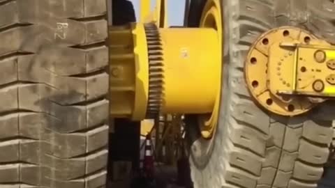 Amazing installing giant wheel for mega truck
