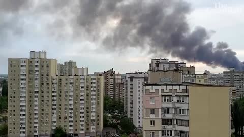 Smoke rises above Kyiv after first airstrikes on city in five weeks