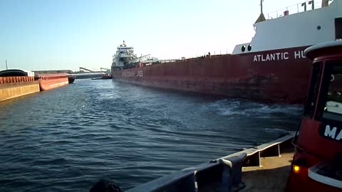 Great Lakes Tug Massachusetts towing Atlantic Hurnon, Calumet River