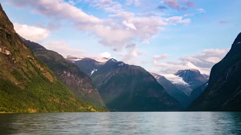 beautiful nature norway natural landscape lovatnet lake timelapse