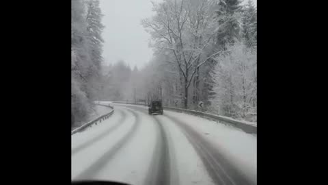 Sno falls on the roads of Germany