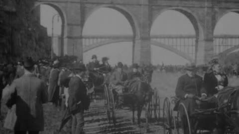 Parade Of Horses On Speedway (1902 Original Black & White Film)