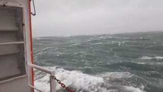 Boat in the North Sea documents the intensity of Storm Ciara