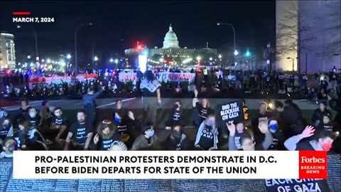 Pro-Palestinian Protesters Demonstrate In D.C. Before Biden Departs For State Of The Union