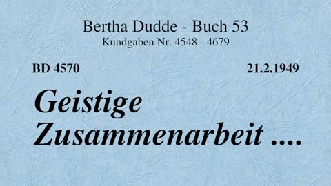 BD 4570 - GEISTIGE ZUSAMMENARBEIT ....