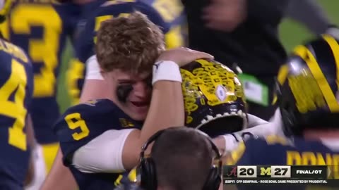 Michigan beats albama in ot & Are heated to the national Championship / ESPN collage