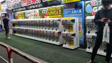 Many Capsule Toy Machines in Shinjuku, Tokyo, Japan - September 2020