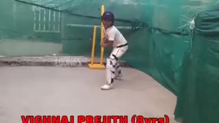9 year old playing excellent cricket shots
