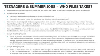 Teenagers and Summer Jobs - Do They File Form 1040?