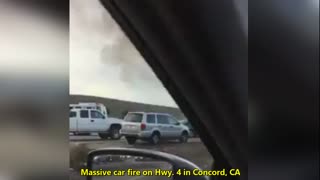 MASSIVE CAR FIRE on Hwy. 4 in Concord, CA
