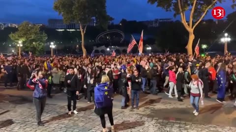 Large rally in Georgia- Tens of thousands of people took to streets again with flags of US, Ukraine