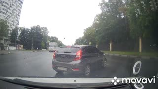 Spinning Car Collision on Russian Road