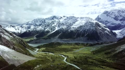 White and green beautiful mountains