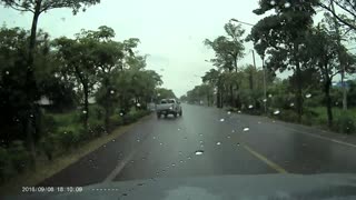 Truck Spins on Slippery Road