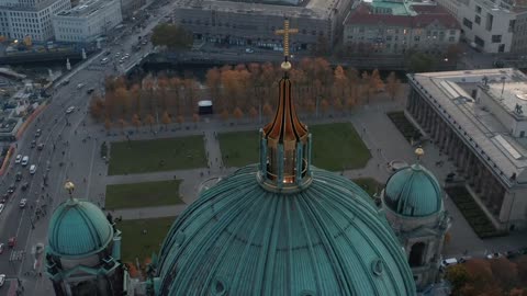 Golden cross on the dome of a German cathedral