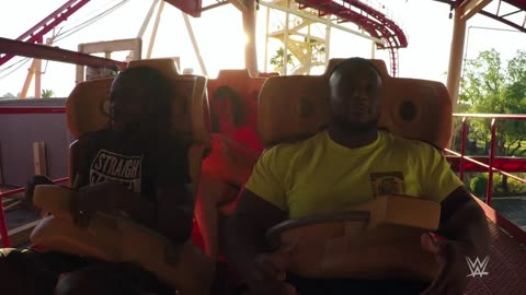 The New Day and Lana ride the Hollywood Rip Ride Rockit