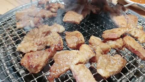 Korean barbeque is being grilled