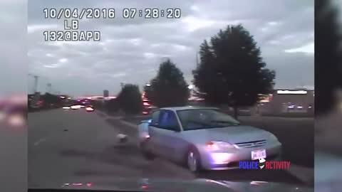 Dashcam Shows Woman Crashing Stolen Car During Police Chase