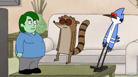 Mordecai and Rigby at the Traphouse