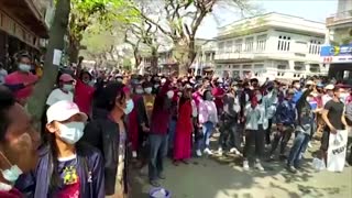 Water cannon and tear gas hit Myanmar protesters