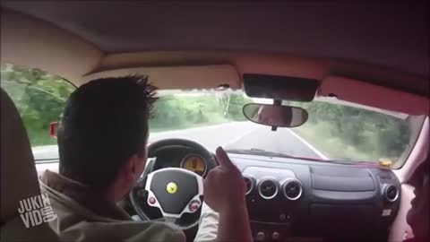 Guy Almost Crashes Ferrari During Test Drive