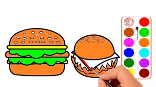 Drawing and Coloring for Kids - How to Draw Burger and Muffin