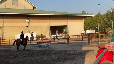 Young riders warming up for Hunt Seat Competition-Washington State Fair 2022