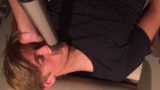 Guys put vacuum on sleeping friends mouth