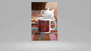 🎞️ White glossy mug - Mediterranean Red (004) Design