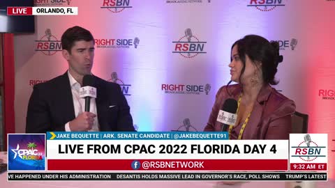 Jake Bequette Arkansas U.S. Senate Candidate Interview with RSBNs own Liz Willis at CPAC 2022 in FL