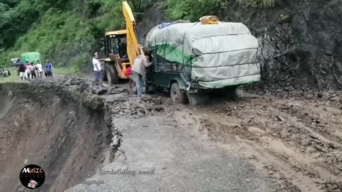 Driving on Dangerous landslide road