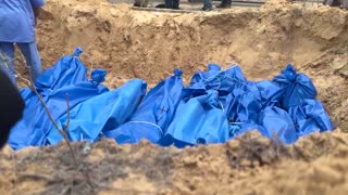 Unidentified Palestinians buried in mass grave in Gaza