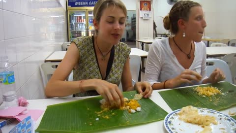 American Girls Eating Indian Food With Proper Way
