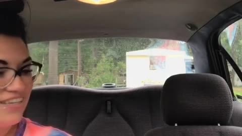 Girl Has A Real Clumsy Car Ride