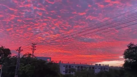 Red clouds all over the sky