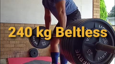 Deadlift 240 kg Beltless 2 reps.