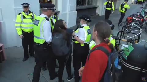 Extinction rebellion arrests obstruction of the highway young women handcuffed
