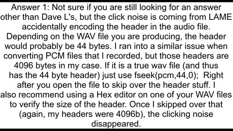 Click sound at the beginning when using LAME