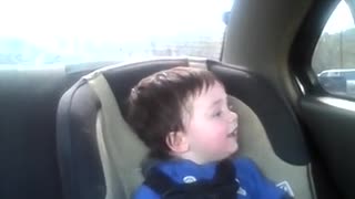 Baby freaks out over sister's school bus