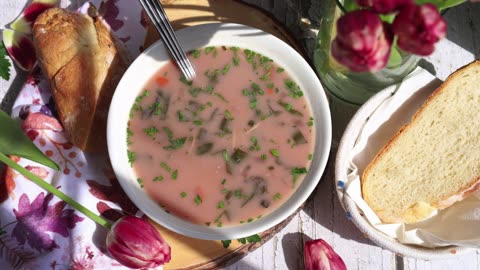 What to do with beet greens? Make naturally pink soup