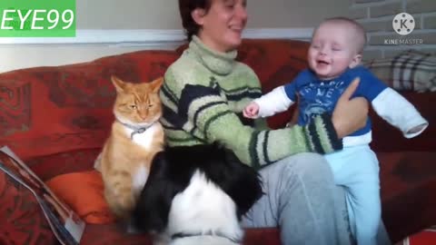 Funy Babies Laughing Hysterically At Cats compilation-2021