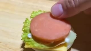Hamburger in Egg , Miniature Cooking