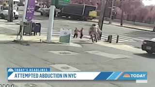 Security footage from New York City shows a man attempting to abduct a child from her grandmother