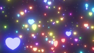 067. Beautiful Heart Stars Glowing Neon Rainbow Colors Deep In Outer Space