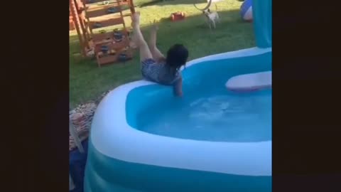 Cute British Baby Girl 😍 Sliped In swimming Pool 😲😲😁