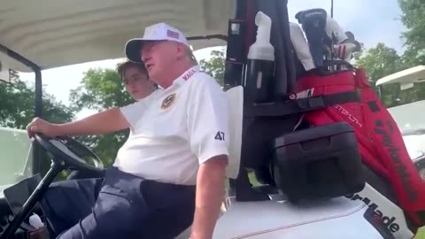 Donald Trump trash talks on Golf Cart about Joe Biden & Kamala Harris