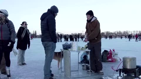 Dutch dance on frozen lake despite lockdown