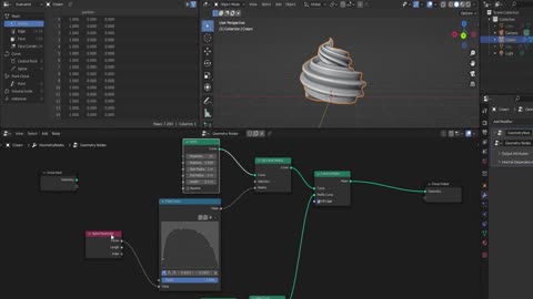 Different processes for making procedural cupcakes in Blender, step nine.