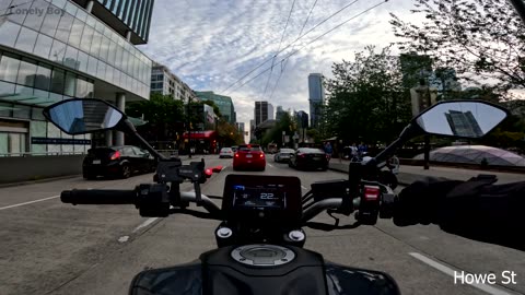 Downtown Vancouver - Motorcycle Ride POV