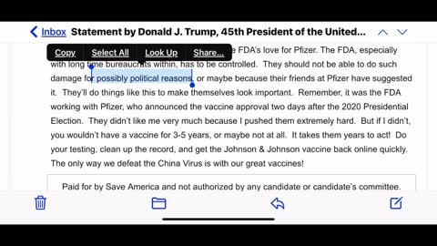 President Trump Statement On Johnson Johnson Vaccine Pause